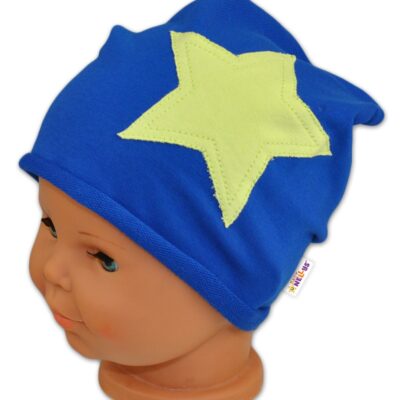 Bavlnená čiapočka s hviezdou Baby Nellys ® - tm. modrá, veľ. 104/116