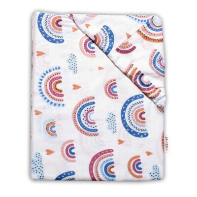 Bavlnená prestieradlo - Dúha, pastelová/biela