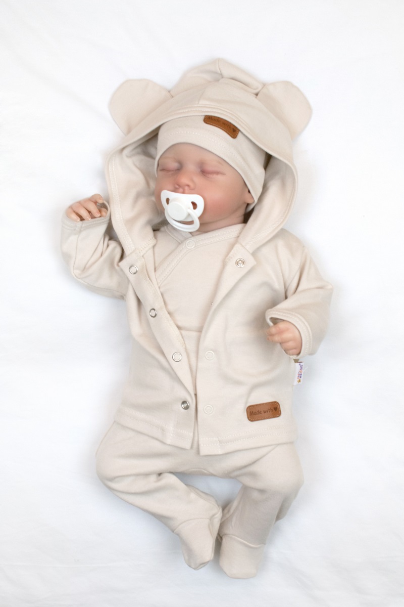 Bavlnená súprava pre bábätko do pôrodnice 5D, Made with love, ecru, veľ. 62