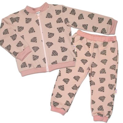 Bavlnená tepláková súprava Baby Nellys ® - Diamant, pudrová, veľ. 68