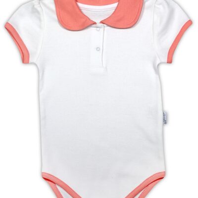 Bavlnené body NICOL ŠTVORLÍSTOK s golierikom - krátky rukáv - biela, vel. 98