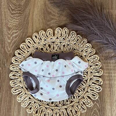 Bavlnené kraťasky/bloomers Mamatti, Puntík, smotanové s potlačou