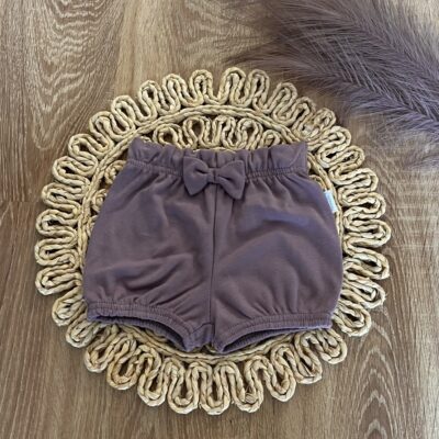 Bavlnené kraťasky s mašličkou Mamatti, Puntík, slivkové, veľ. 86