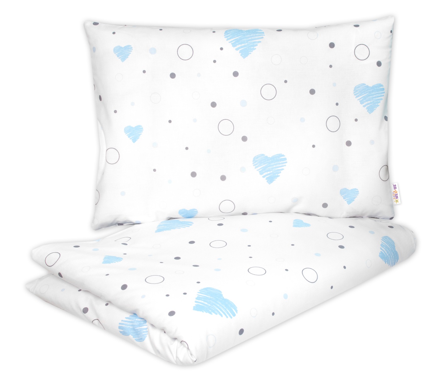 Bavlnené obliečky, 2D 140x200/70x80, I love Boy, Baby Nellys, modrá/biela