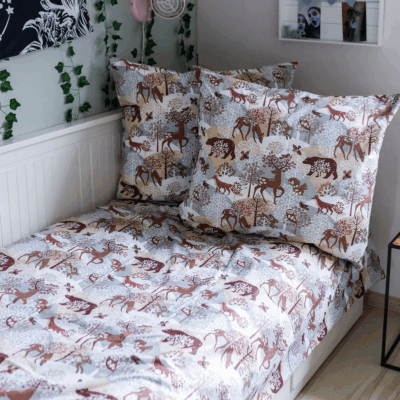 Bavlnené obliečky, 2D 140x200/70x80 - Wild animals, Baby Nellys, béžové