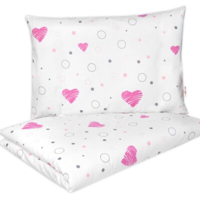 Bavlnené obliečky, 2D 140x200/70x90, I love Girl, Baby Nellys, ružová/biela