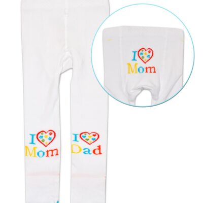 Bavlnené pančucháče Baby Nellys ® - I love Mom, I love Dad - bielé