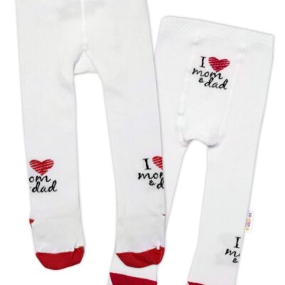 Bavlnené pančucháče I love mom & dad - červené, veľ. 80/86