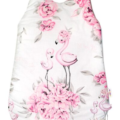 Baby Nellys: Bavlnený spací vak Plameniak 70cm (ružový)