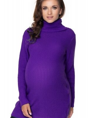 Be MaaMaa: Dlhý tehotenský sveter (fialová, S/M)