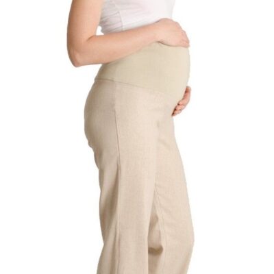 Be MaaMaa Ľanové nohavice, rovné - letné - béžové
