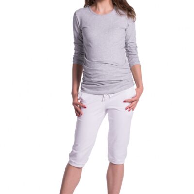 Be MaaMaa Moderné tehotenské 3/4 nohavice s vreckami - biele, vel´. M