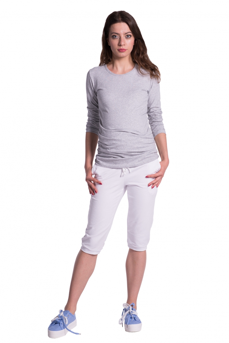 Be MaaMaa Moderné tehotenské 3/4 nohavice s vreckami - biele, vel´. M