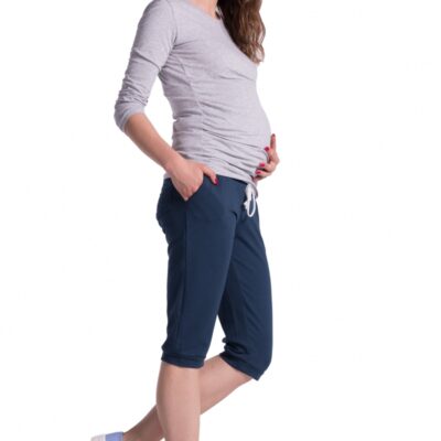 Be MaaMaa Moderné tehotenské 3/4 nohavice s vreckami - navy, vel´. S