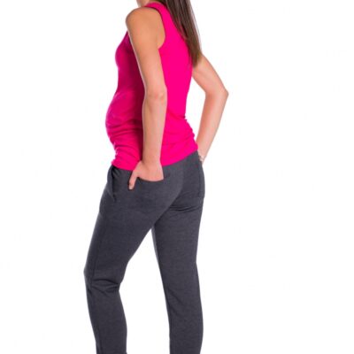 Be MaaMaa Moderné tehotenské tepláky s odnímateľným pásom - grafit, vel´. S