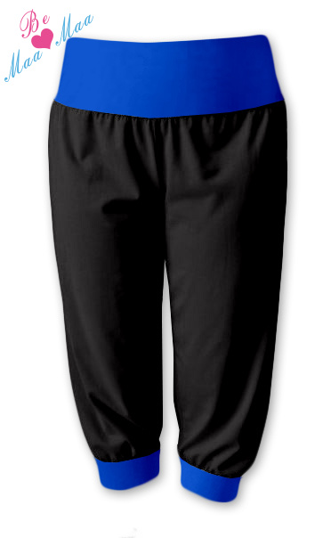 Be MaaMaa Športové 3/4 legíny CAPRI - čierne / tm.modrá