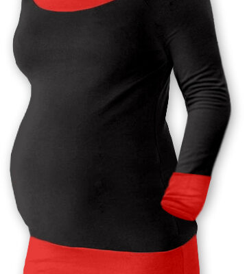 Be MaaMaa Tehotenská tunika DUO - čierna / červená