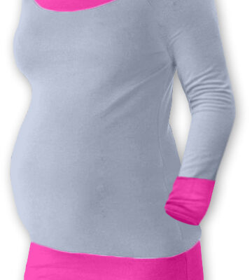 Be MaaMaa Tehotenská tunika DUO - šedá / ružová