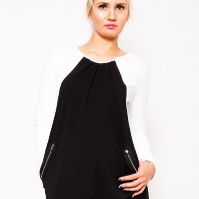 Be MaaMaa Tehotenská tunika UMA - biela / čierna