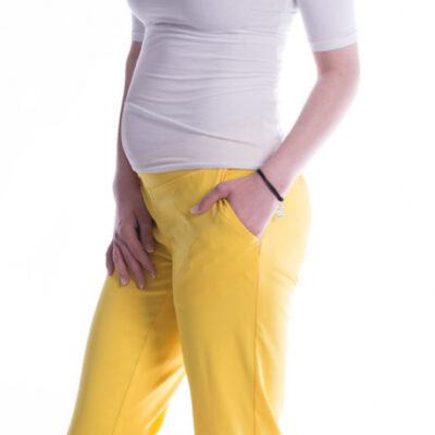 Be MaaMaa Tehotenské 7/8 bedrové nohavice - žltá