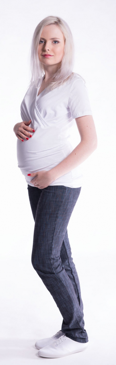 Be MaaMaa Tehotenské a dojčiace tričko s kapucňou, kr. rukáv - biele