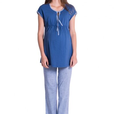 Be MaaMaa Tehotenské, dojčiace pyžamo - jeans/modrá