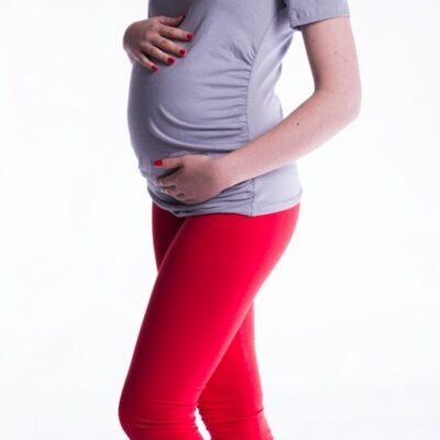 Be MaaMaa Tehotenské farebné legíny 3/4 dĺžky - červená, veľ. XXL