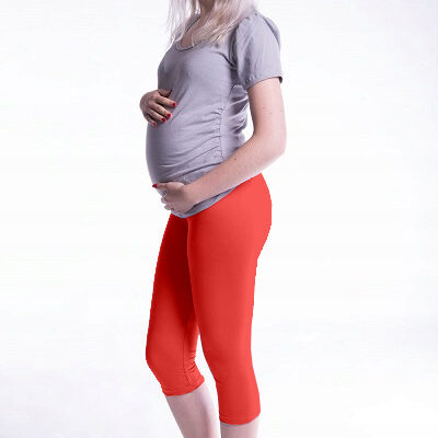 Be MaaMaa Tehotenské farebné legíny 3/4 dĺžky - korálova