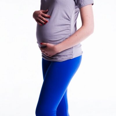 Be MaaMaa Tehotenské farebné legíny 3/4 dĺžky - tm. modrá, veľ. L