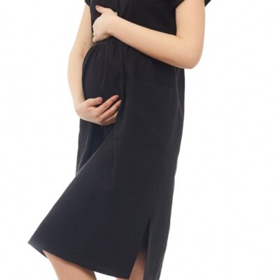 Be MaaMaa Tehotenské letné šaty kr. rukáv - čierne, veľ. XXL/XXXL