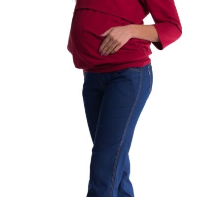 Be MaaMaa Tehotenské nohavice letné bez brušného pásu -  tmavý jeans