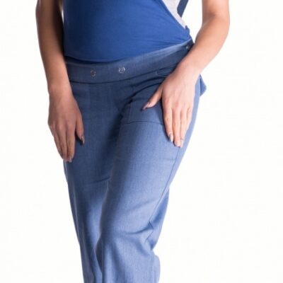 Be MaaMaa Tehotenské nohavice s trakmi - svetly jeans