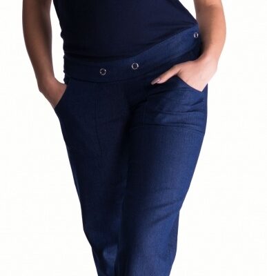 Be MaaMaa Tehotenské nohavice s trakmi - tmavý jeans