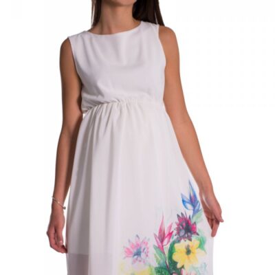 Be MaaMaa Tehotenské šaty bez rukávov s potlačou kvetín - ecru, vel´. XL