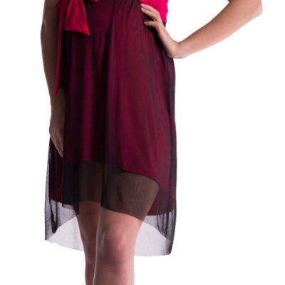 Be MaaMaa Tehotenské šaty sa šifónovým prehozom - amarant