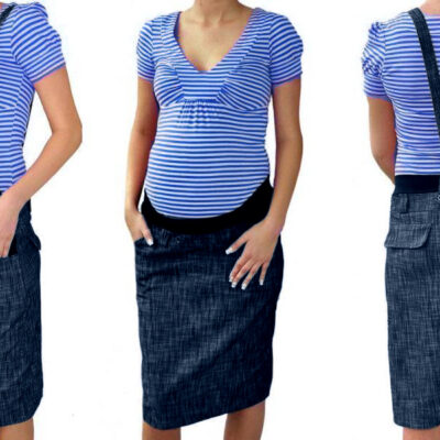 Be MaaMaa Tehotenské šaty / sukne s trakmi - granátový melírek