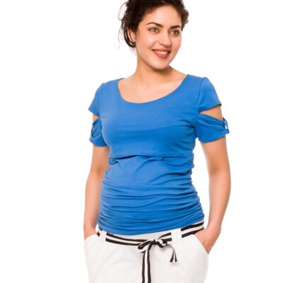 Be MaaMaa Tehotenské teplákové kraťasy Monika - biele