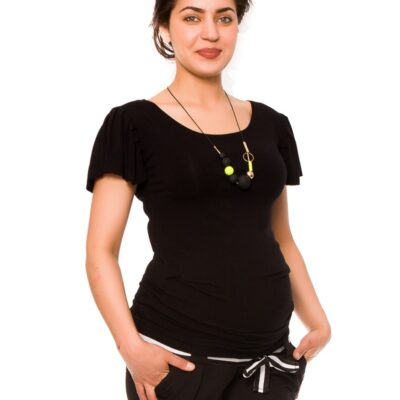 Be MaaMaa Tehotenské teplákové kraťasy Monika - čierne, vel´. XL