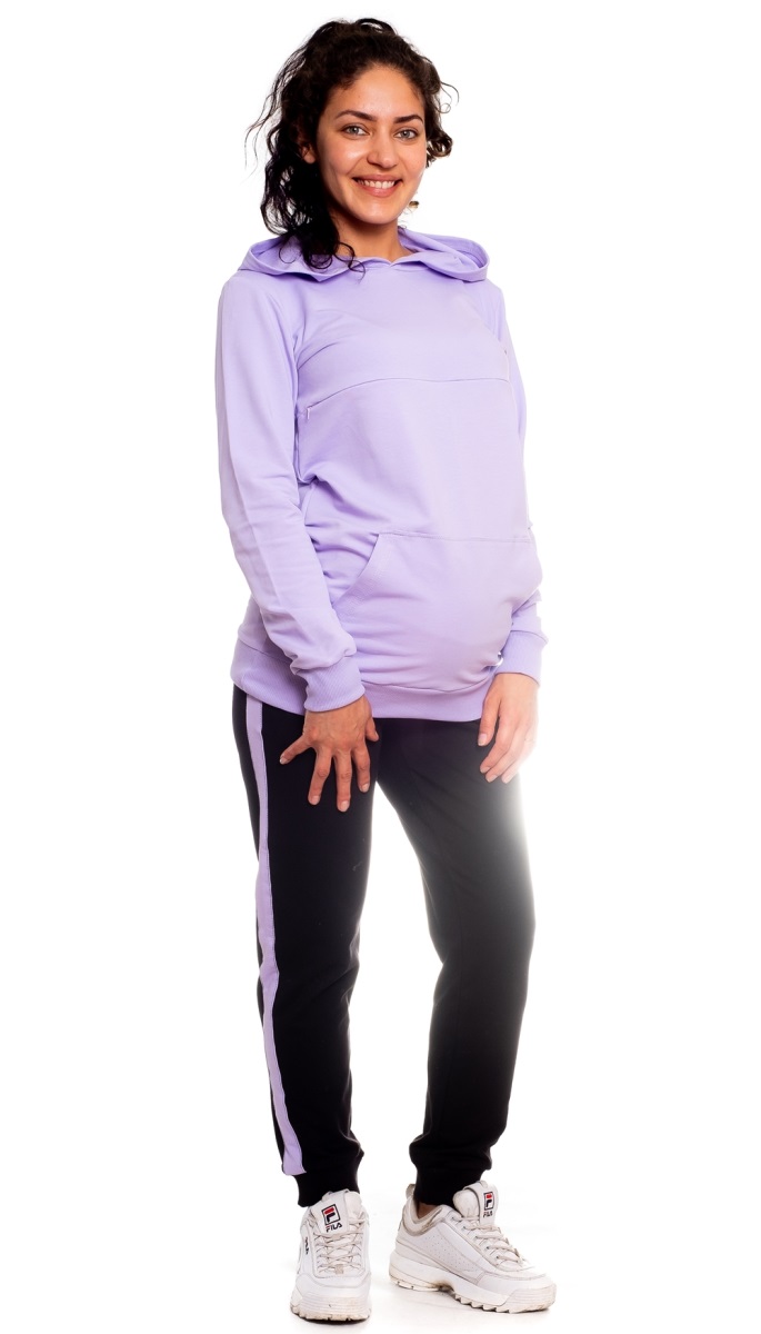 Be MaaMaa Tehotenské tepláky s lampasy - černé, veľ. L