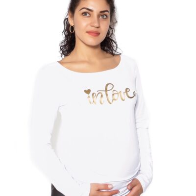 Be MaaMaa Tehotenské tričko dlhý rukáv In Love - biele - L