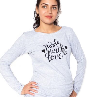 Be MaaMaa Tehotenské tričko dlhý rukáv In Love - sivá - L