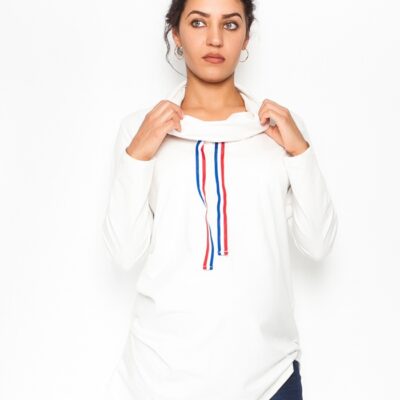 Be MaaMaa Tehotenské tričko / mikina so stojačikom Nova - biela, veľ. S