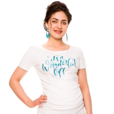 Be MaaMaa Tehotenské tričko Wonderful Life - biele, vel´. S