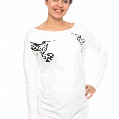 Be MaaMaa Tehotenské triko, mikina Kalibri - biele, veľ. XL