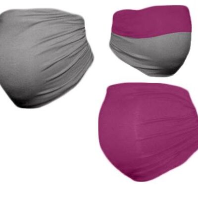 Be MaaMaa Tehotenský pás Duo - sivá s vínovou