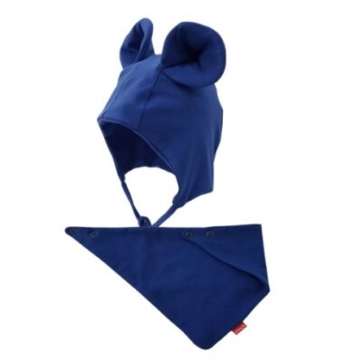 BEXA Bavlnená dvojvrstvová čiapka na zaväzovanie Miki + šatka - granátová