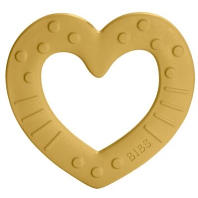 BIBS: Silikónové hryzátko Srdiečko (horčicové)