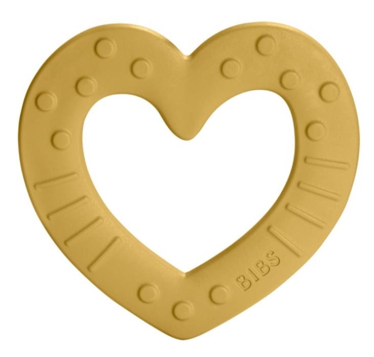 BIBS: Silikónové hryzátko Srdiečko (horčicové)