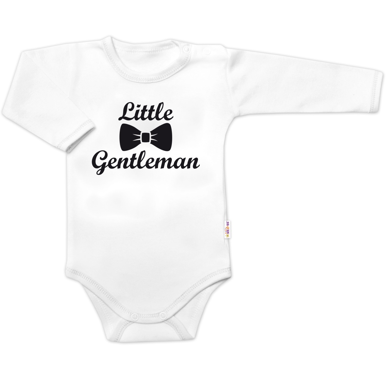 Body dl. rukáv Little Gentleman, bavlna Baby Nellys, bielo/čierne