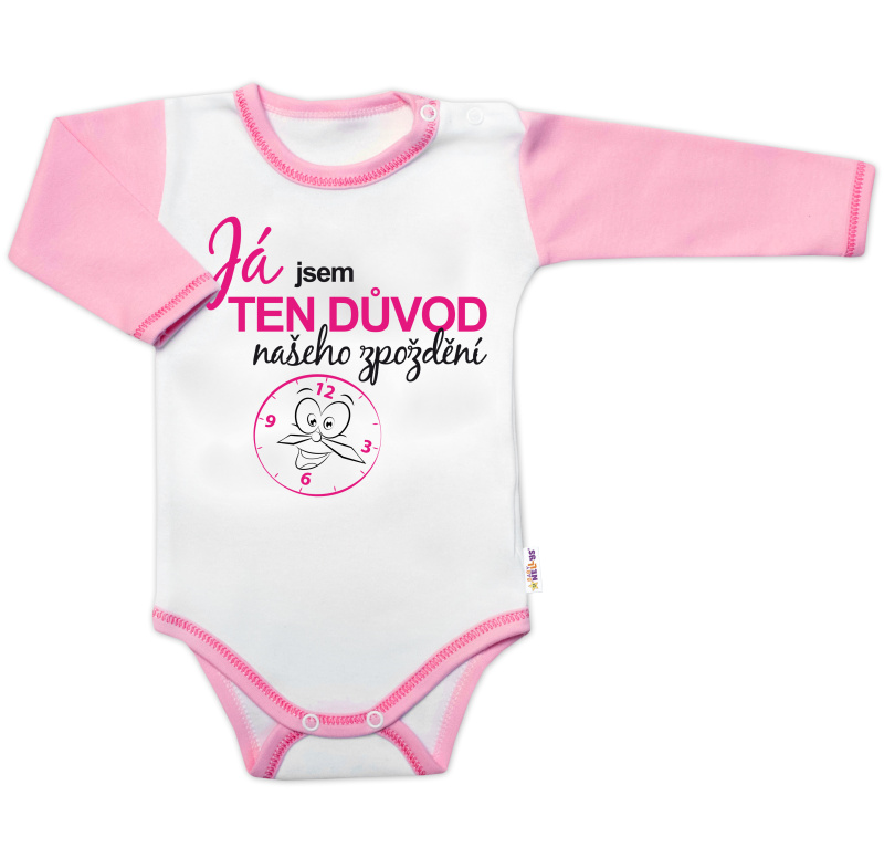 Body dl.rukáv s vtip. textom Baby Nellys, Já jsem TEN DŮVOD našeho zpoždění,vel. 62, holka